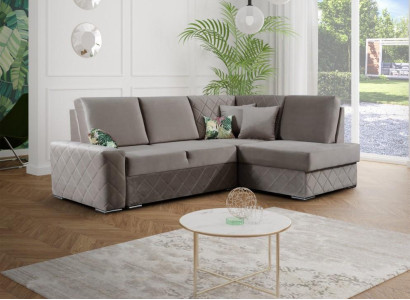 Sofa bed Velvet Bed function Seat Leather Lounge Living landscape Corner sofa L-shape new